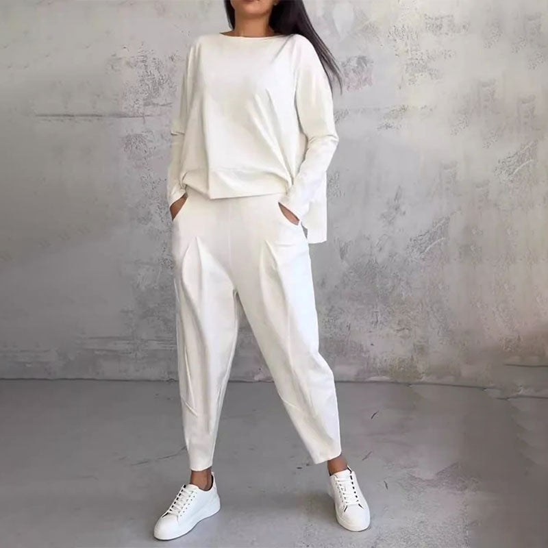 Lea | Two-piece set with long-sleeve top and wide-leg pants