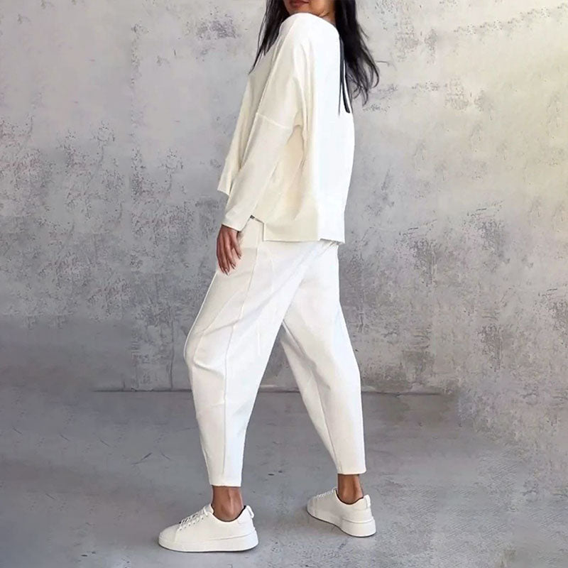 Lea | Two-piece set with long-sleeve top and wide-leg pants