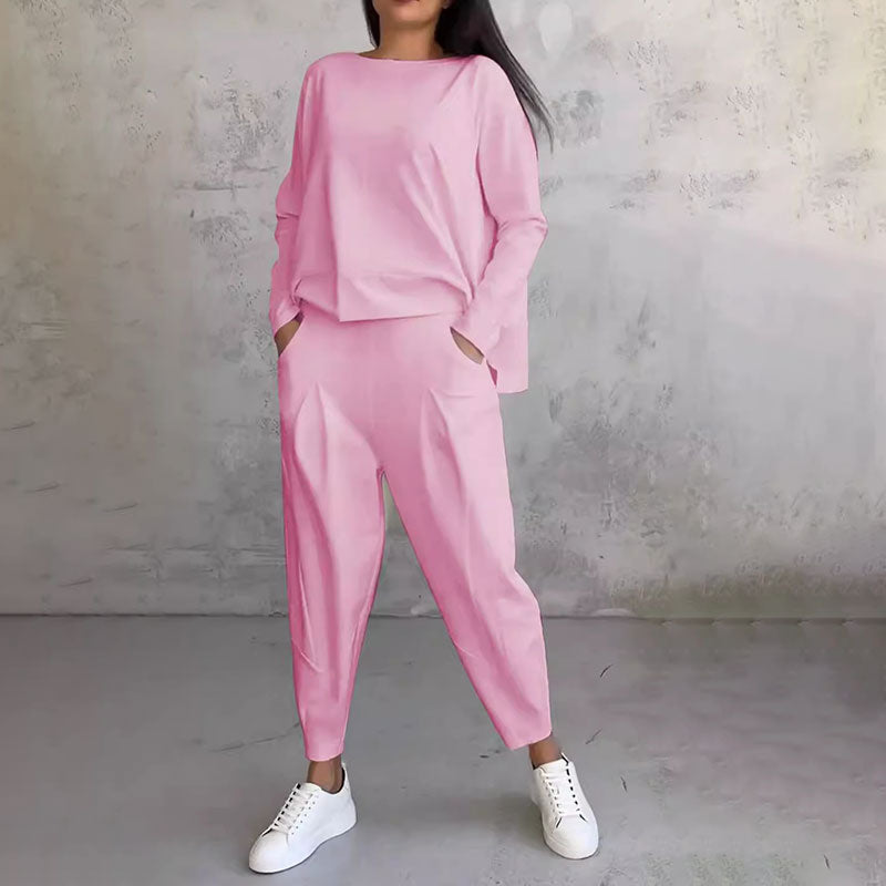 Lea | Two-piece set with long-sleeve top and wide-leg pants