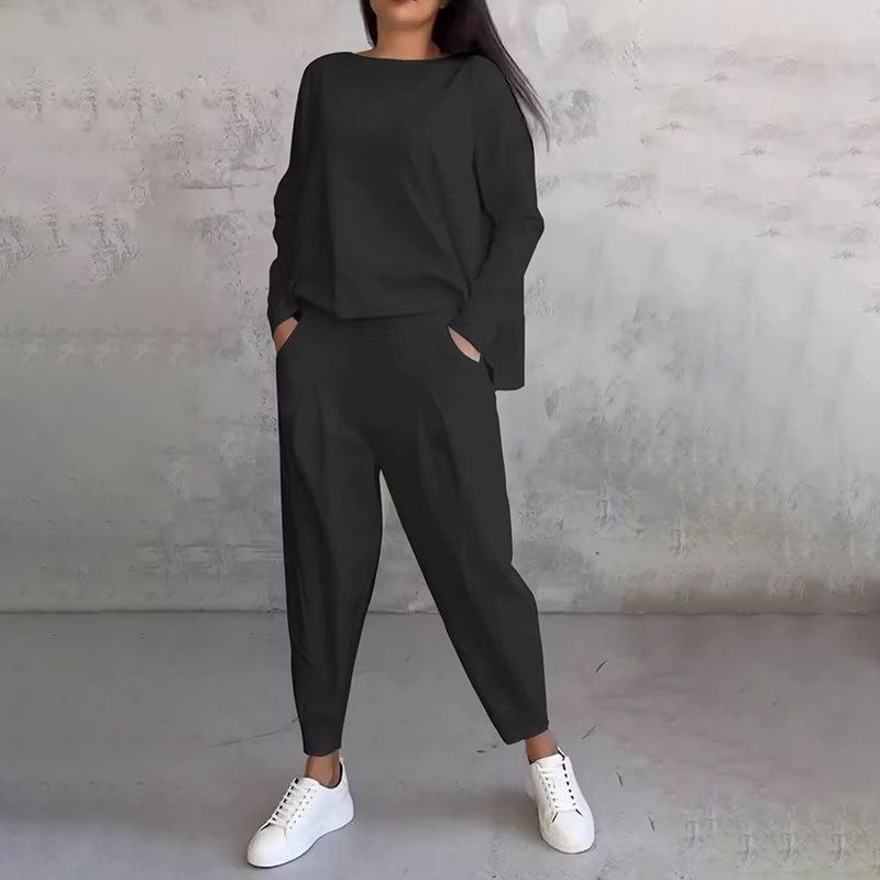 Lea | Two-piece set with long-sleeve top and wide-leg pants