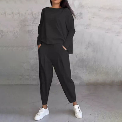 Lea | Two-piece set with long-sleeve top and wide-leg pants
