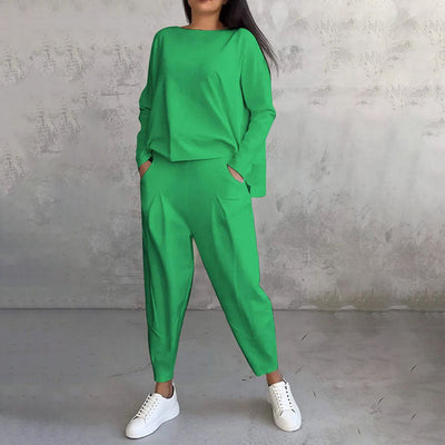 Lea | Two-piece set with long-sleeve top and wide-leg pants